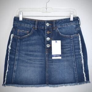 Zara Denim Distressed Mini Skirt Size M NWT
